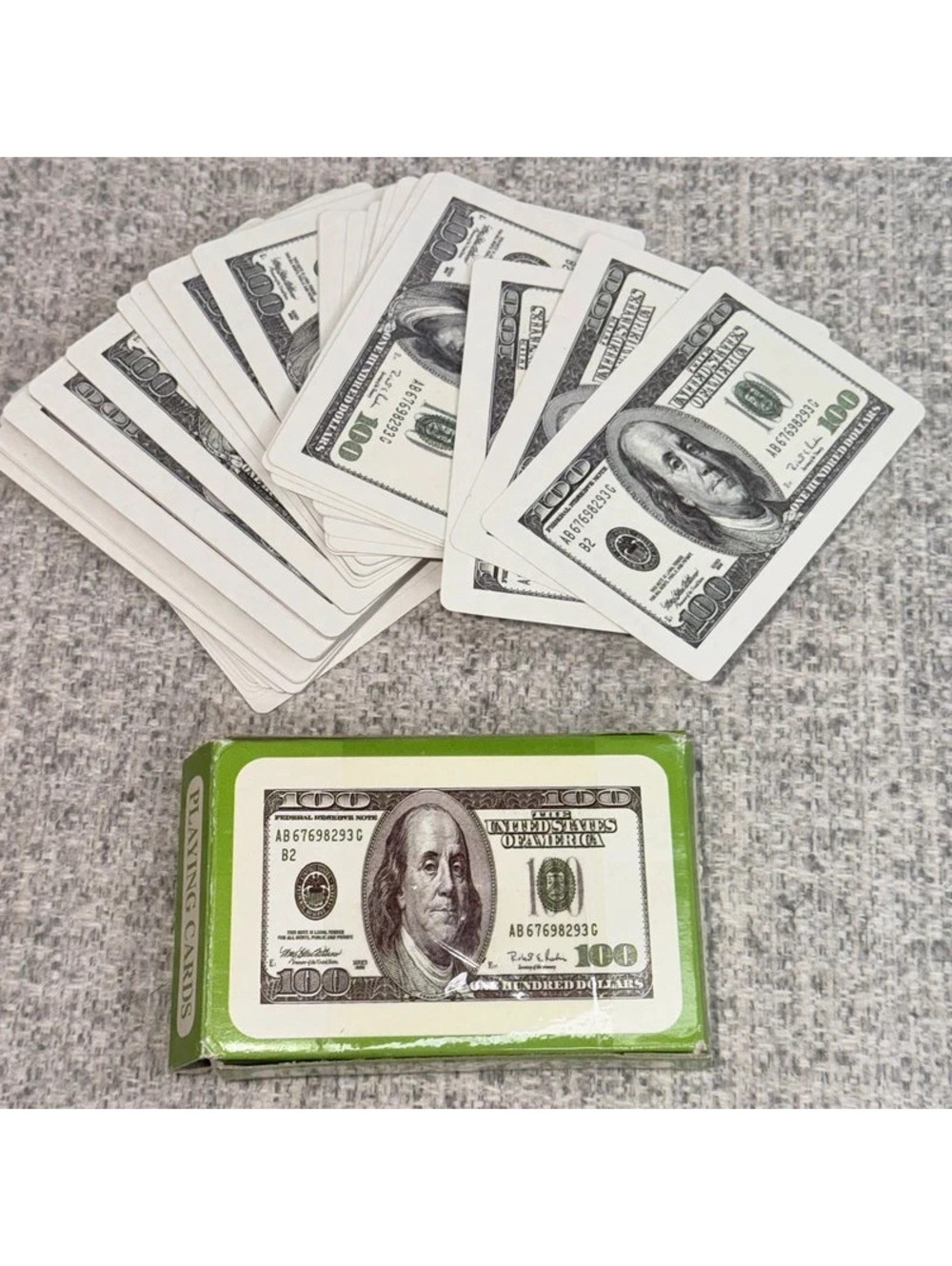 100 Dollar Bill Money Playing Cards Benjamin Franklin Novelty Deck